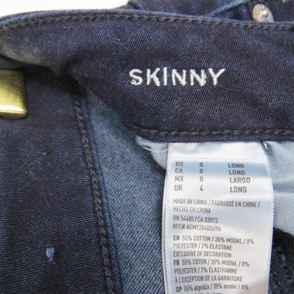 American Eagle Dark Wash High Rise Skinny Jeans Size 0 Long 0L High Waist Jeans - Picture 4 of 5